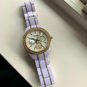 White and Gold Fossil Watch